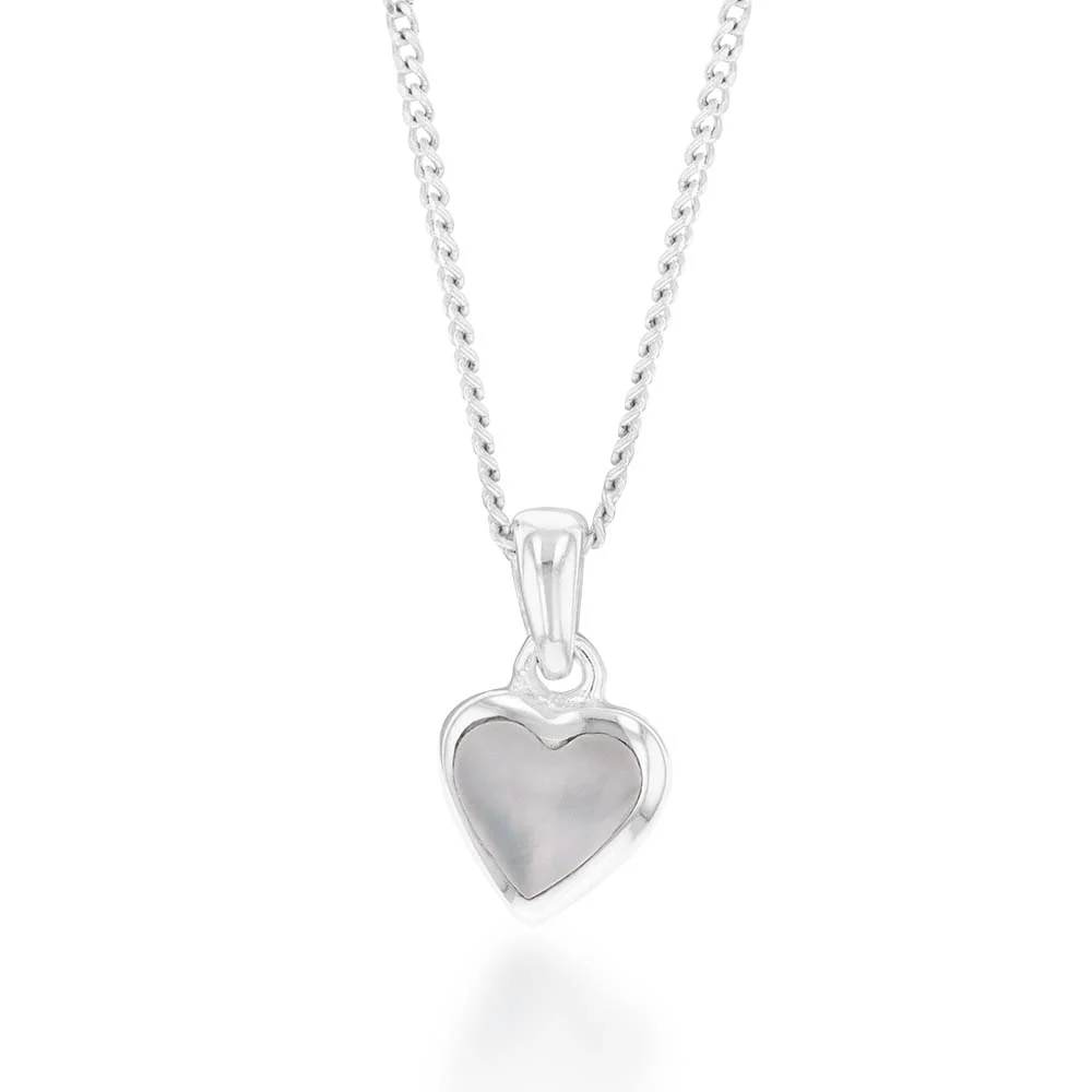 Sterling Silver Mother of Pearl Pendant and Earring Heart Set on 45cm Chain - Image 2
