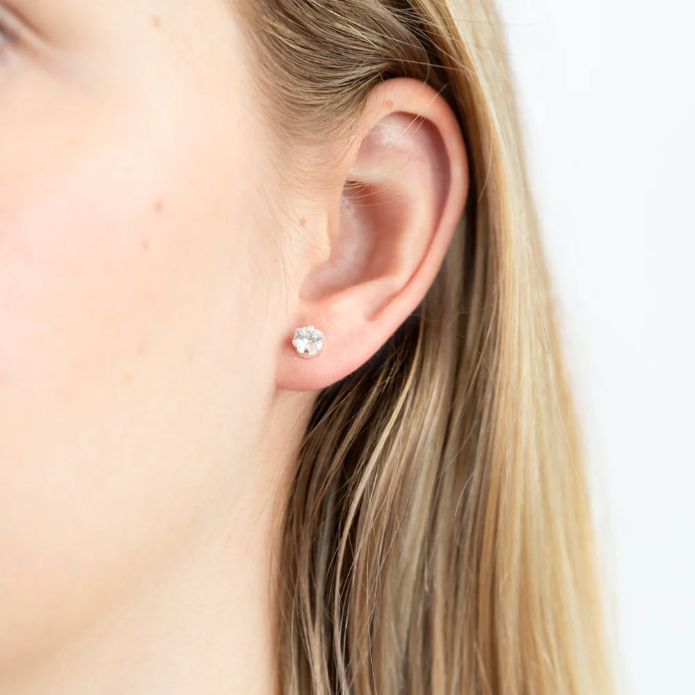 Sterling Silver Multi Size Zirconia 3 Stud Earring Set - Image 3