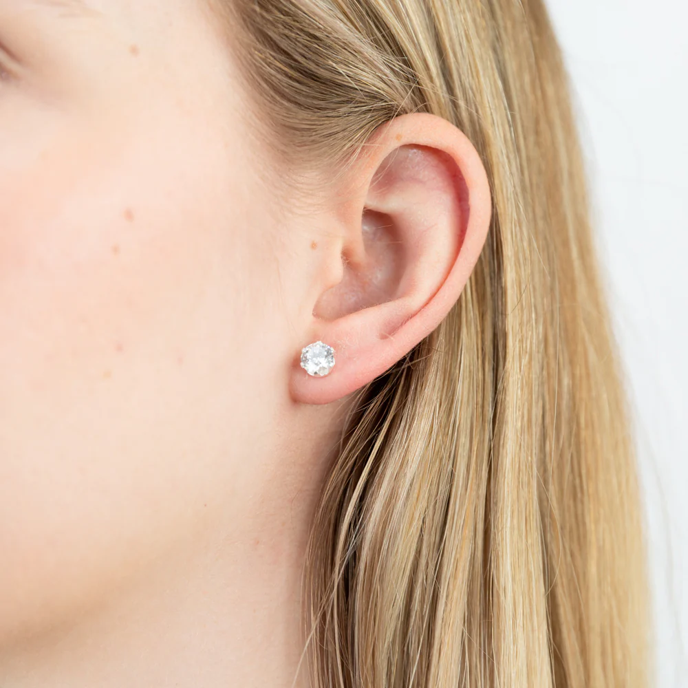Sterling Silver Multi Size Zirconia 3 Stud Earring Set - Image 4