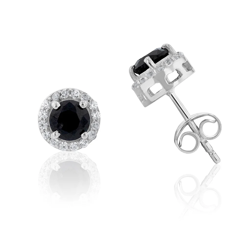 Sterling Silver Natural Enhanced Sapphire and White Zircon Set on Chain - Image 3