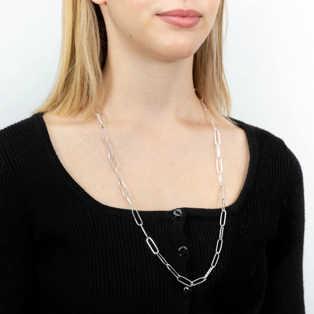 Sterling Silver Paperclip 70cm Chain - Image 2