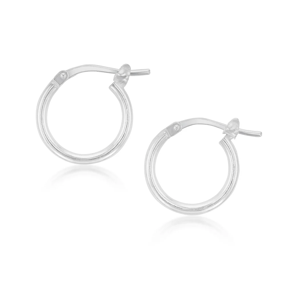 Sterling Silver Plain 10mm Hoop Earrings - Image 2
