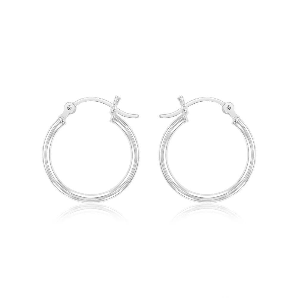 Sterling Silver Plain Round 20mm Hoop Earrings