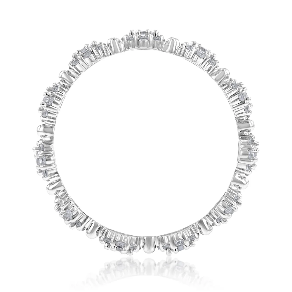 Sterling Silver Rhodium Plated White Cubic Zirconia Fancy Ring - Image 2