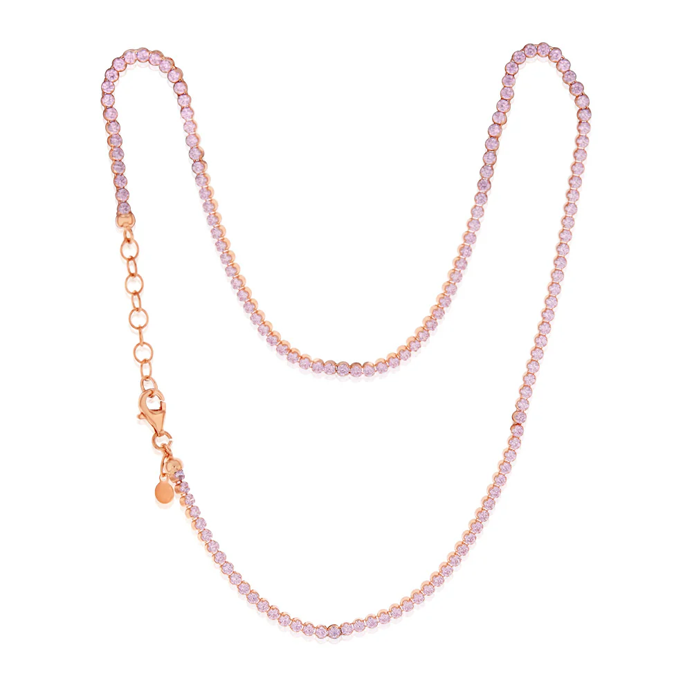 Sterling Silver Rose Gold Plated Fancy 40cm Choker Chain - Image 4