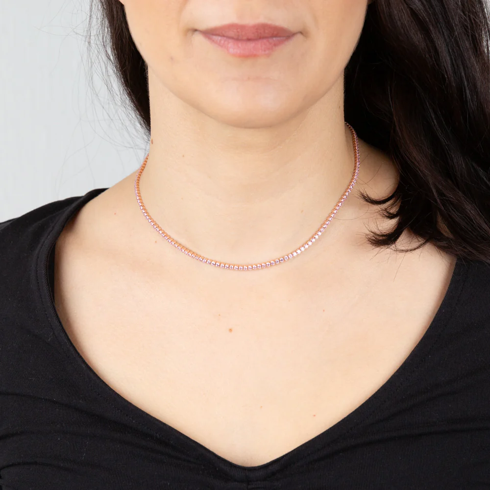 Sterling Silver Rose Gold Plated Fancy 40cm Choker Chain - Image 5