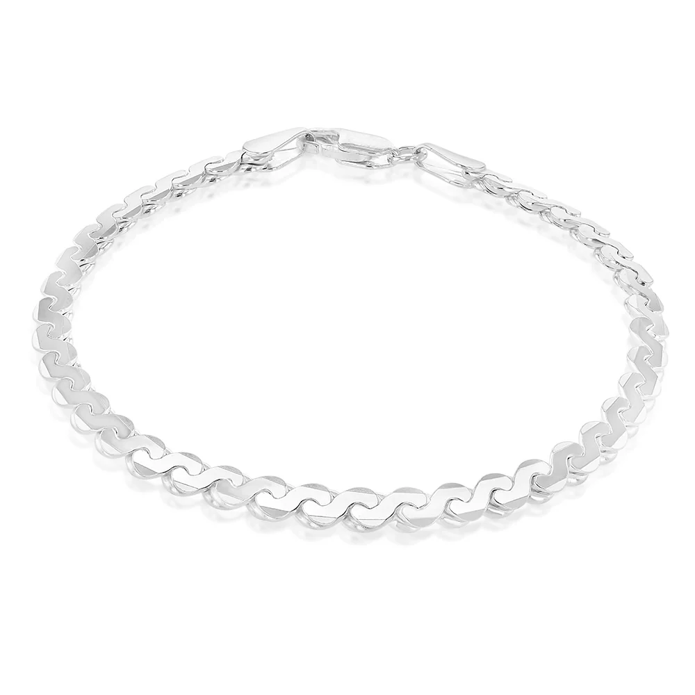 Sterling Silver Serpentine 150 Gauge 19cm Bracelet