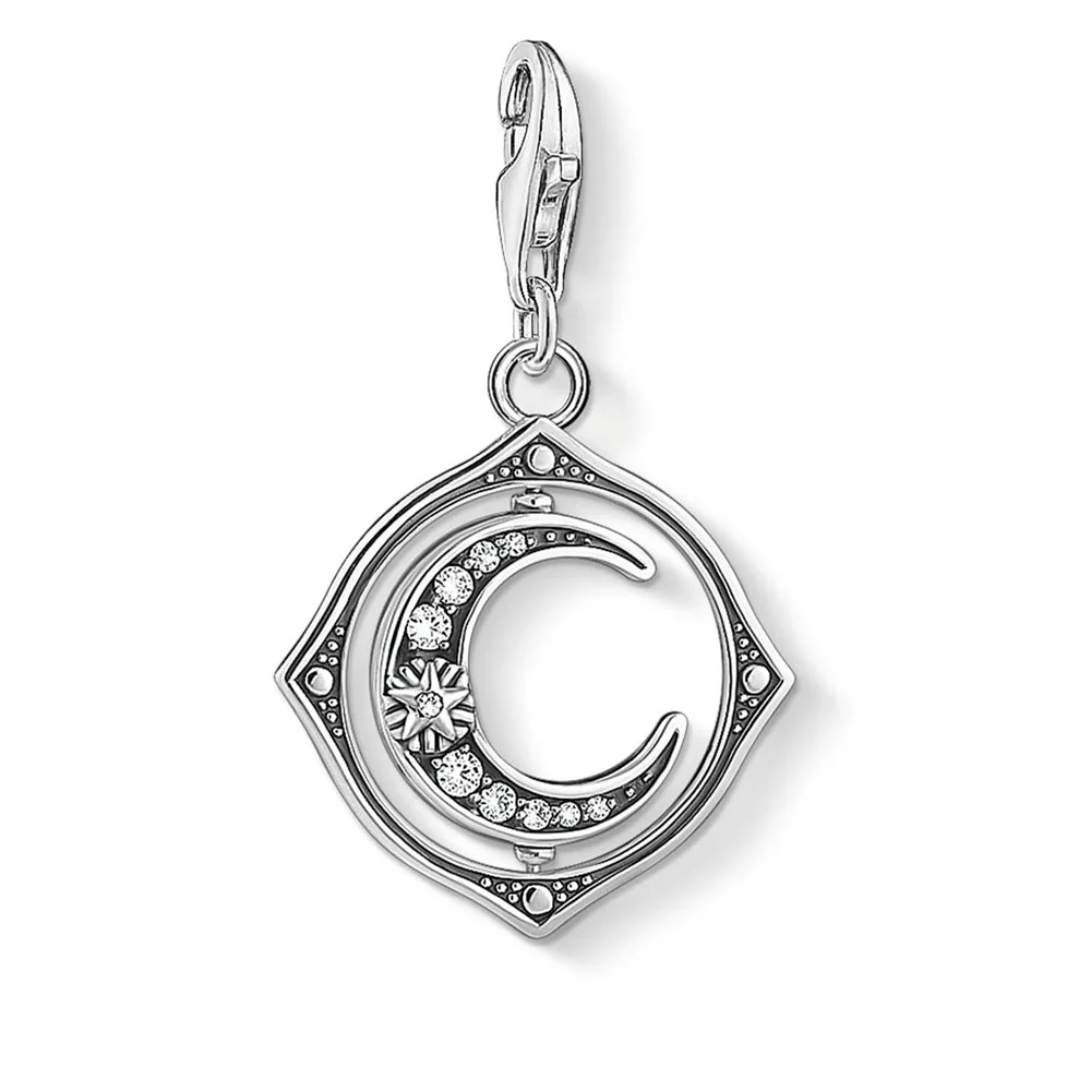 Sterling Silver Thomas Sabo Charm Club Zirconia Rotating Moon Charm - Image 2