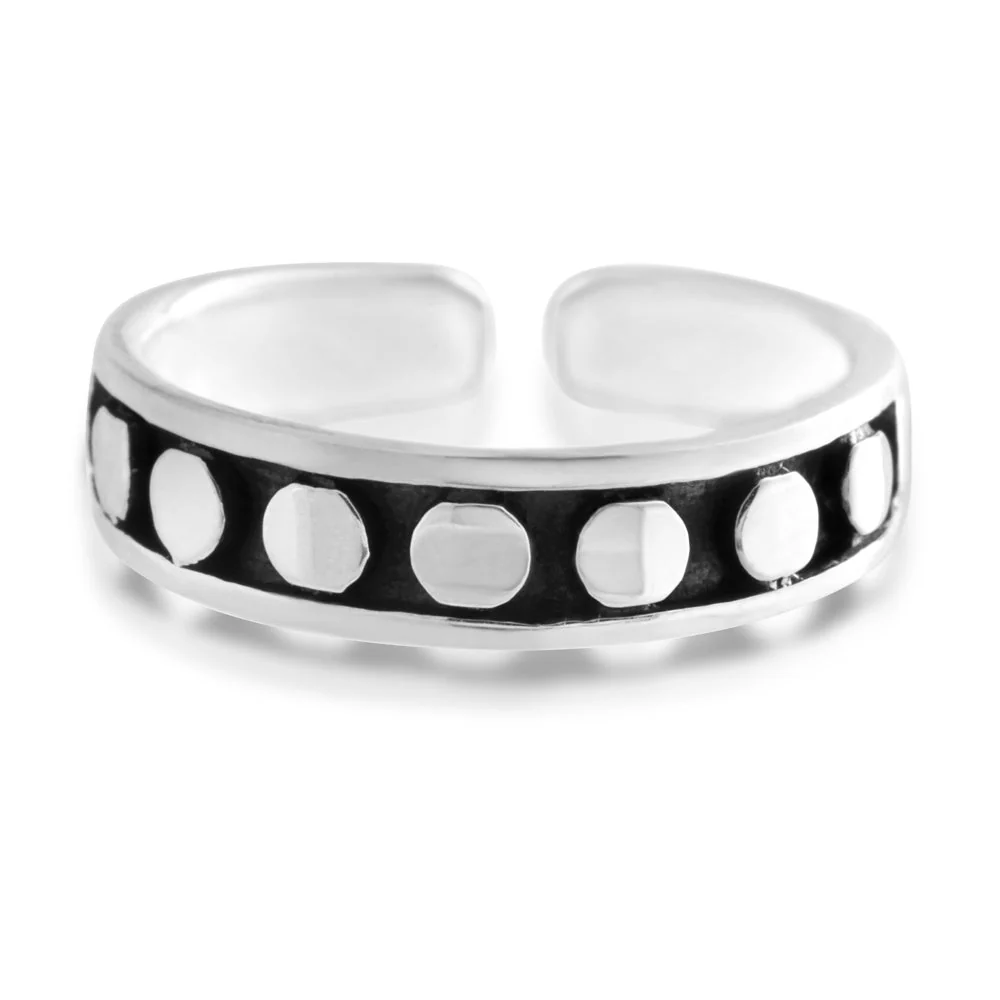 Sterling Silver Toe Ring Dots Oxidised - Image 2