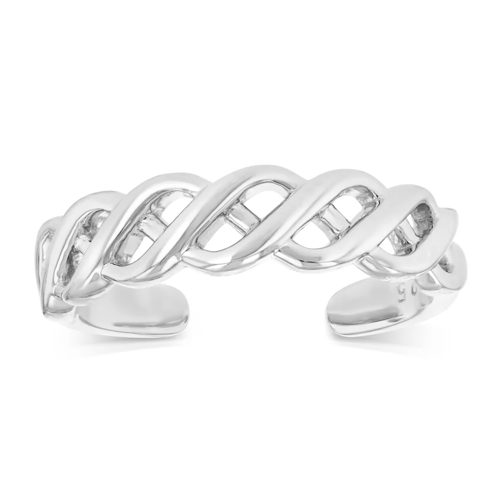 Sterling Silver Toe Ring Plait