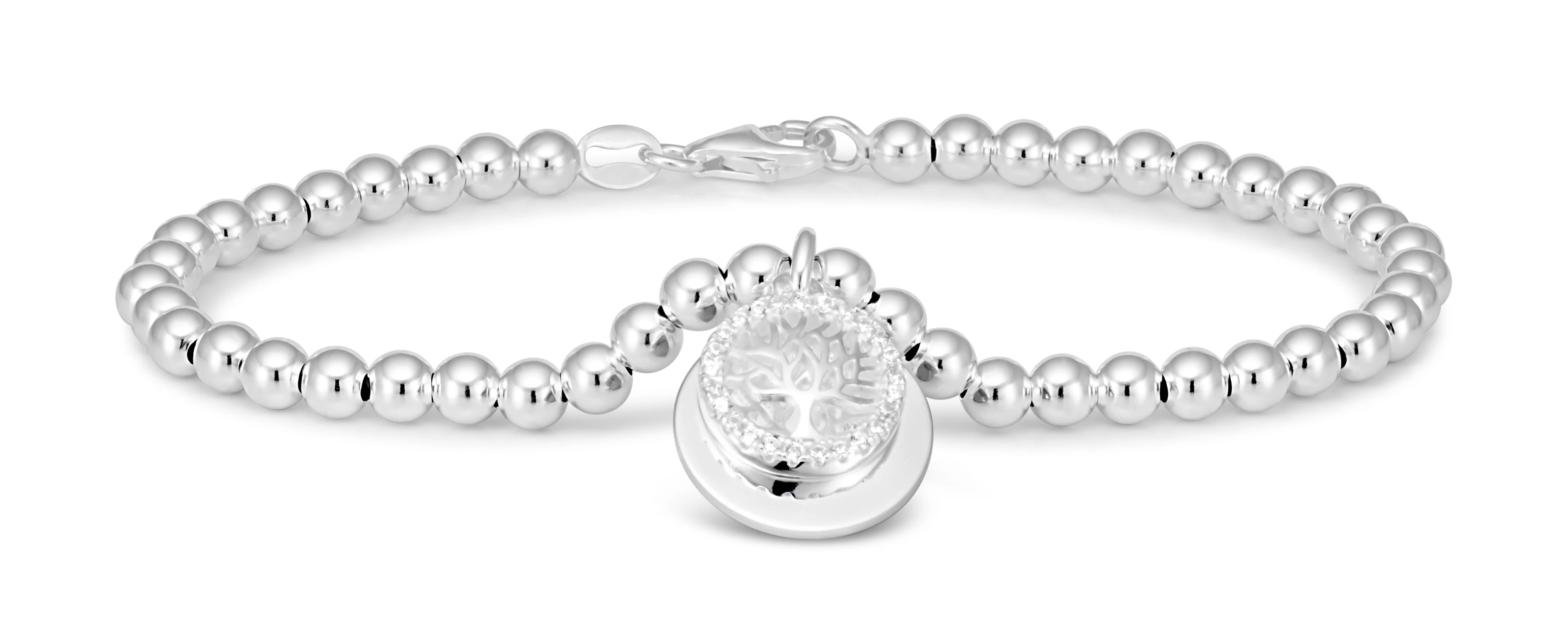 Sterling Silver Tree Of Life Charm 19cm Ball Bracelet - Image 2