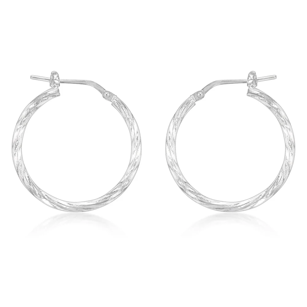 Sterling Silver Twisted 20mm Hoop Earrings