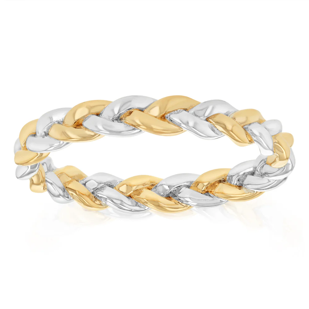 Sterling Silver Two Tone Braided Ring