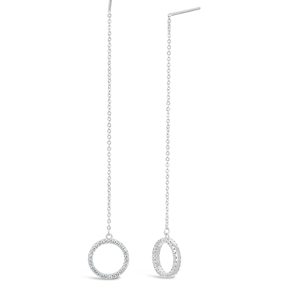 Sterling Silver Zirconia Circle of Life Drop Earrings