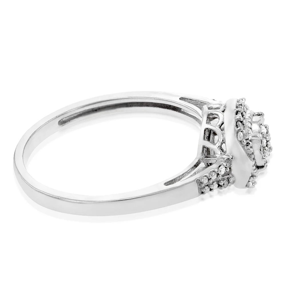 Sterling Silver1/3 Carat Diamond Pendant Earring and Ring Set Chain Included N1/2 - Image 2