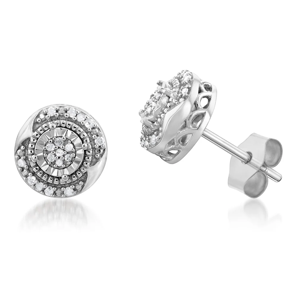 Sterling Silver1/3 Carat Diamond Pendant Earring and Ring Set Chain Included N1/2 - Image 4
