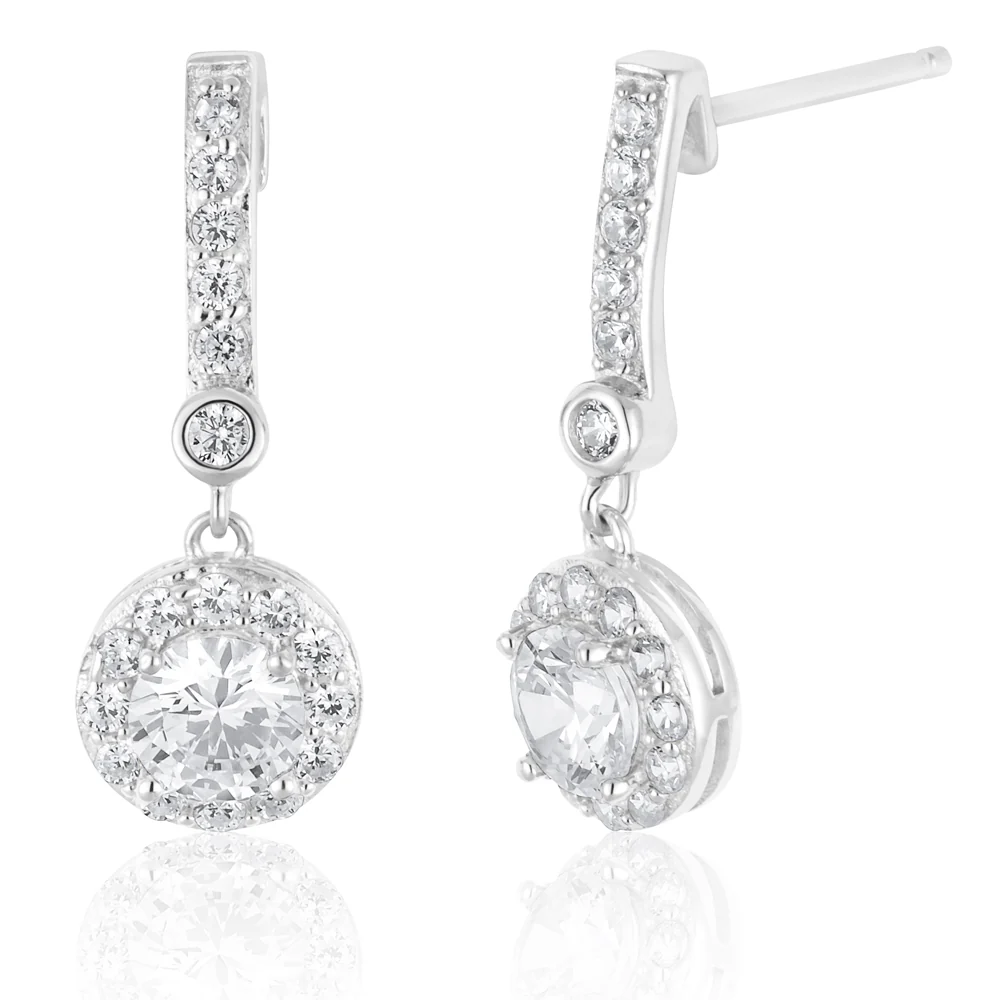 Streling Silver Cubic Zirconia Drop Earrings
