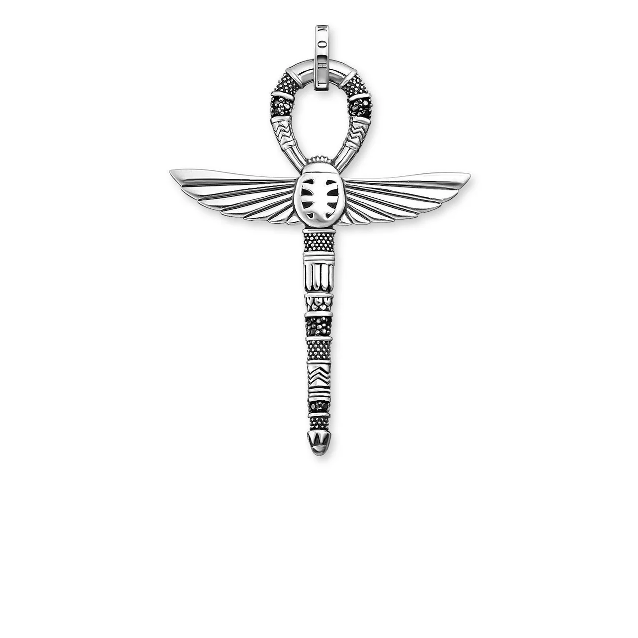 Ankh Sign Beetle Black Cubic Zirconia Pendant - PE778-643-11 - Image 2