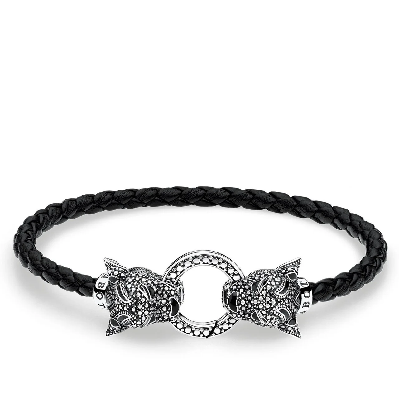 Blace Leather Black Cat Bracelet - A1932-682-11 - Image 2