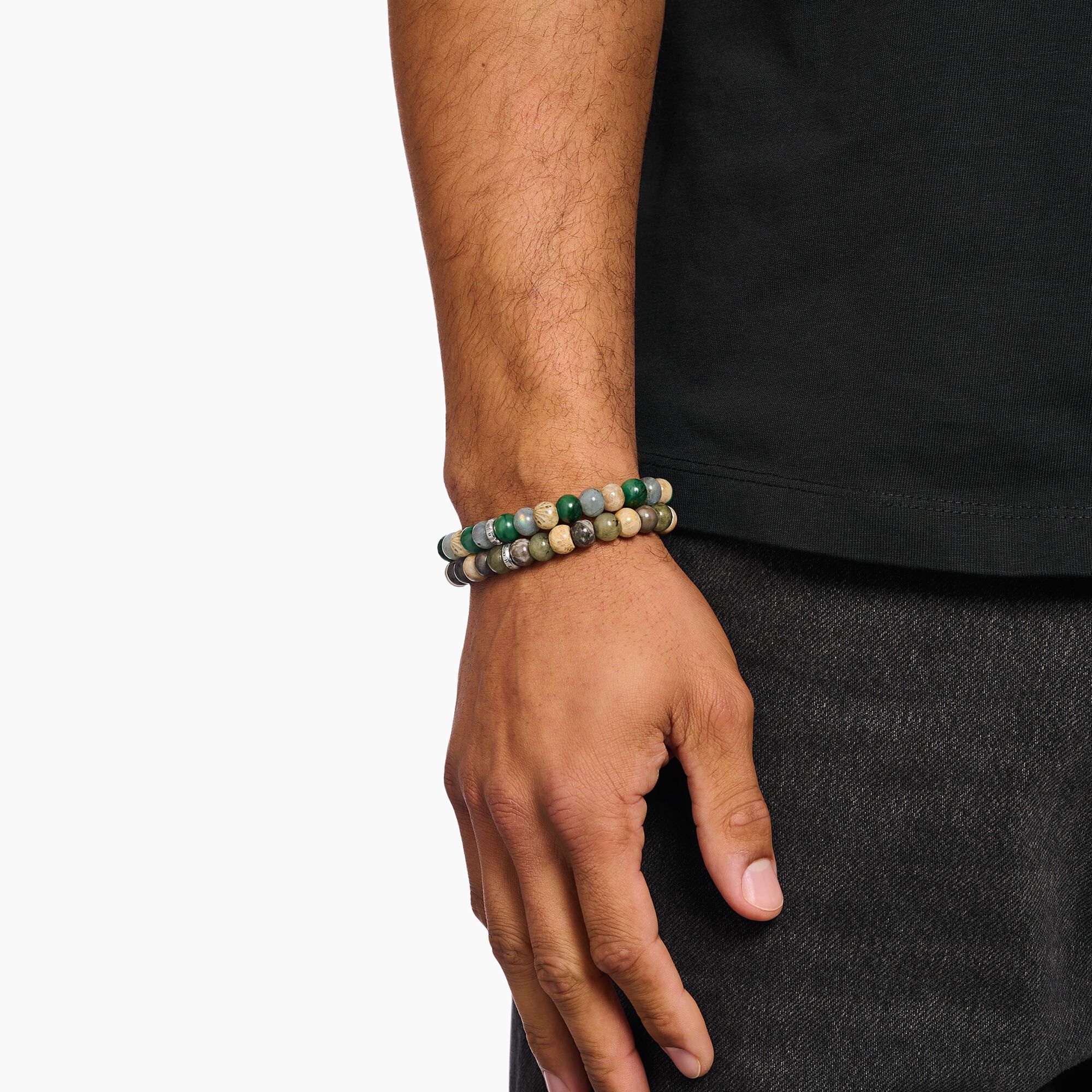 THOMAS SABO Bracelet with labradorite and crocodile jasper beads - Image 2