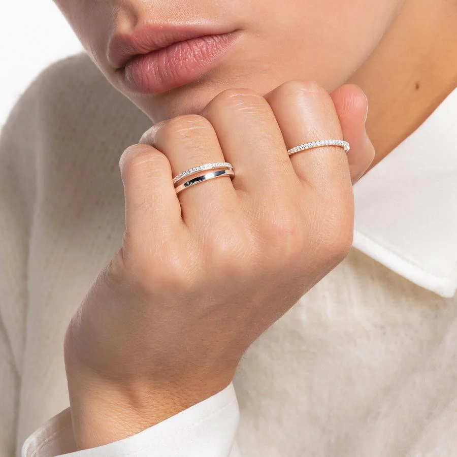 Charm Club Cubic Zirconia Double Band Ring - TR2316-051-14 - Image 3