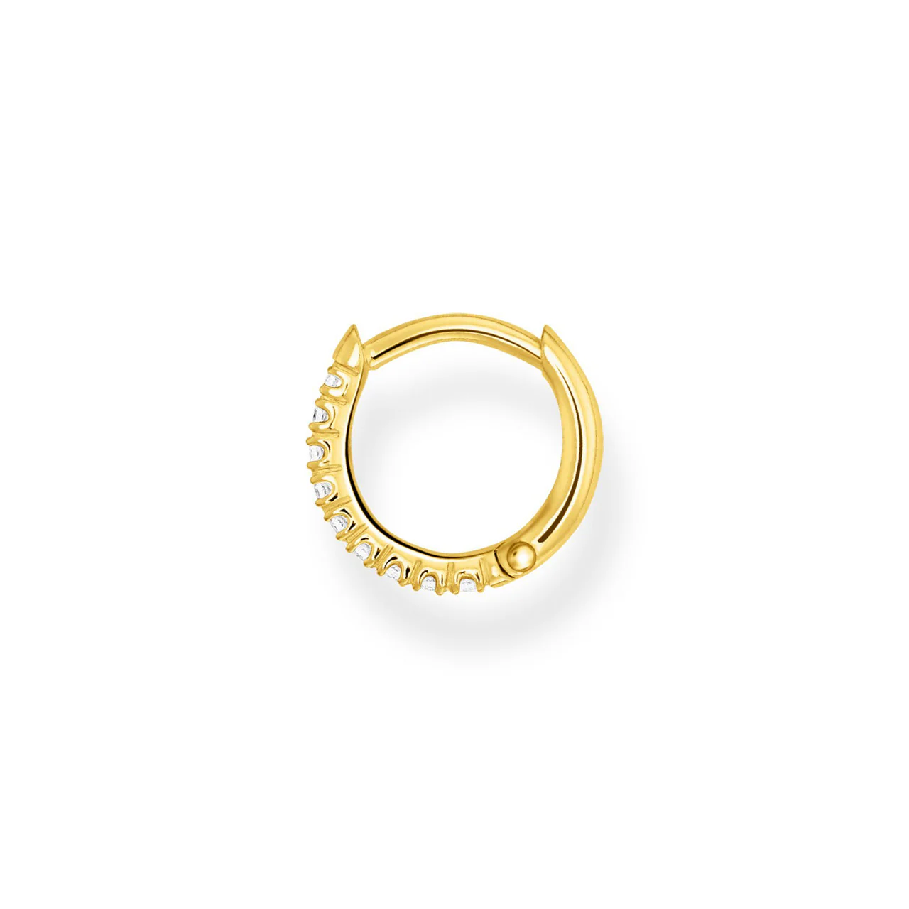 Charm Club Cubic Zirconia Yellow Gold Plated Hoop Single Earring 12mm - CR658-414-14 - Image 2