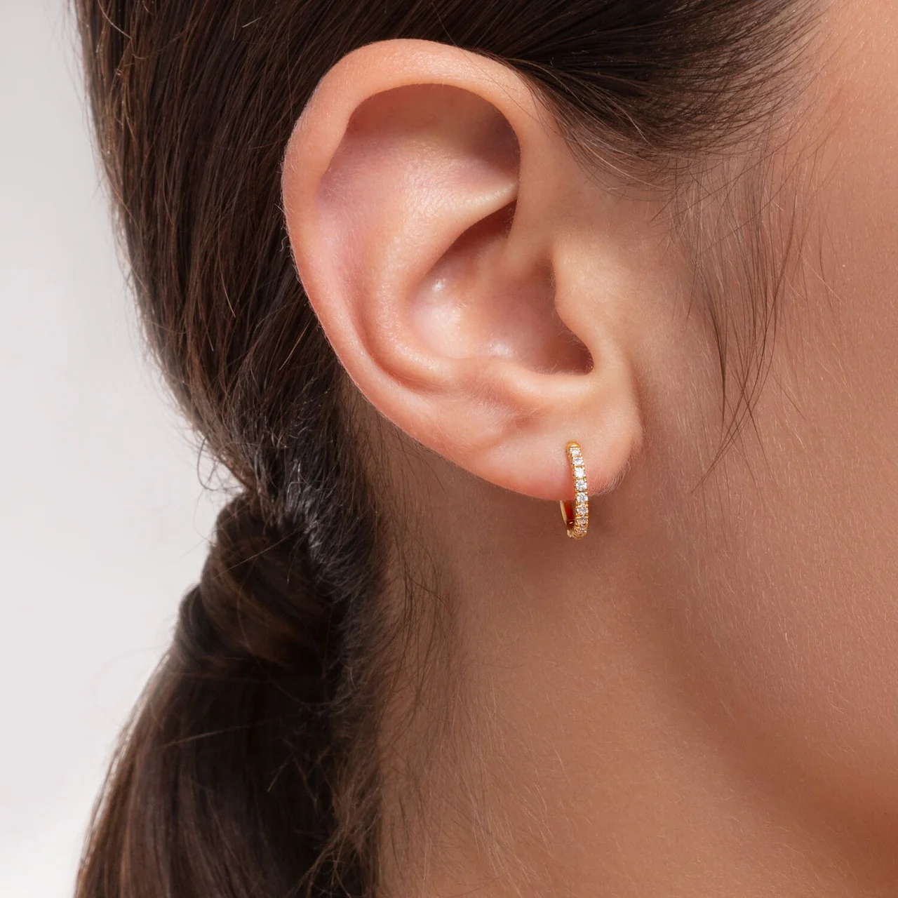 Charm Club Cubic Zirconia Yellow Gold Plated Hoop Single Earring 12mm - CR658-414-14 - Image 4