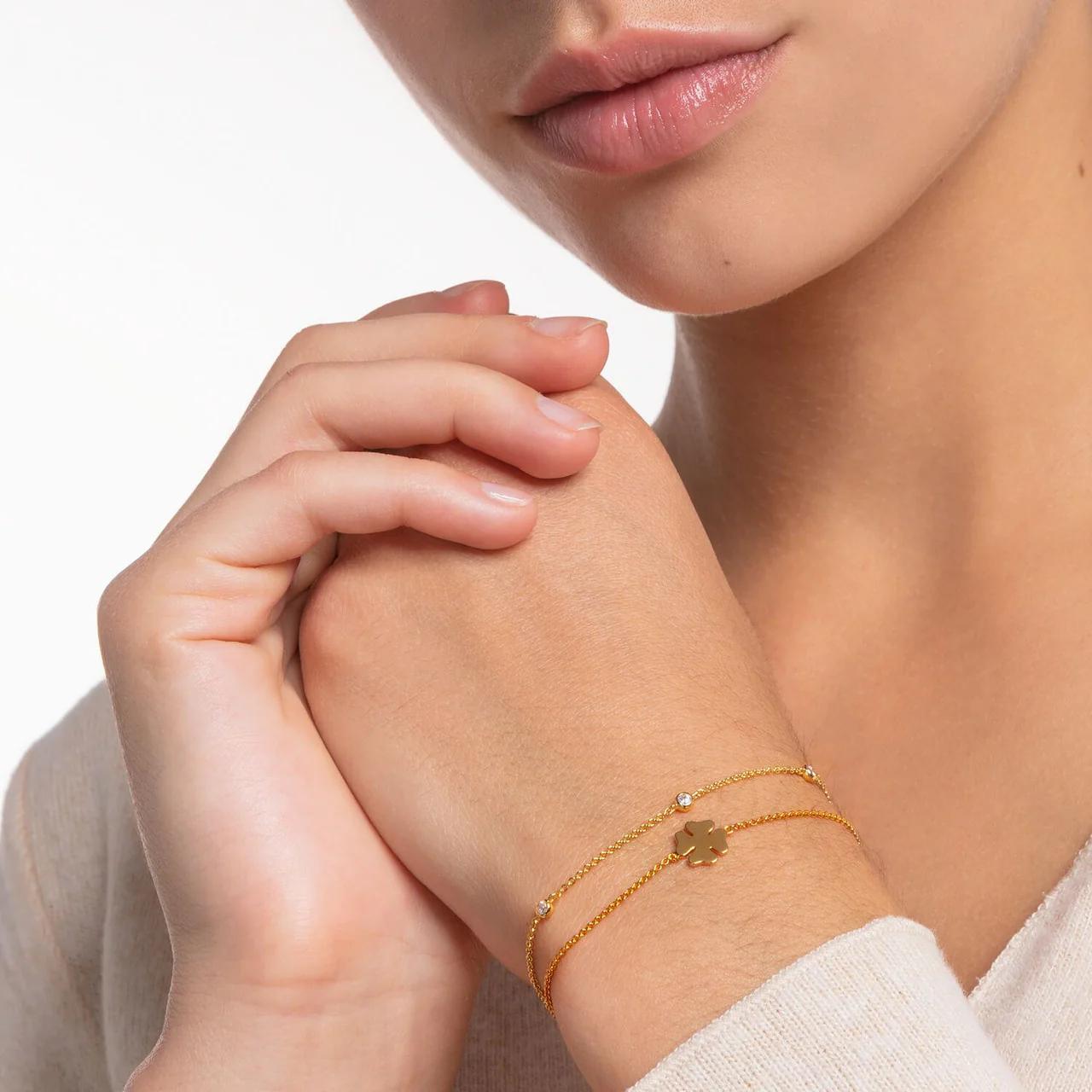 Charm Club Round Cubic Zirconia Set Yellow Gold Plated Bracelet 16-19cm - A1999-414-14-L19V - Image 2
