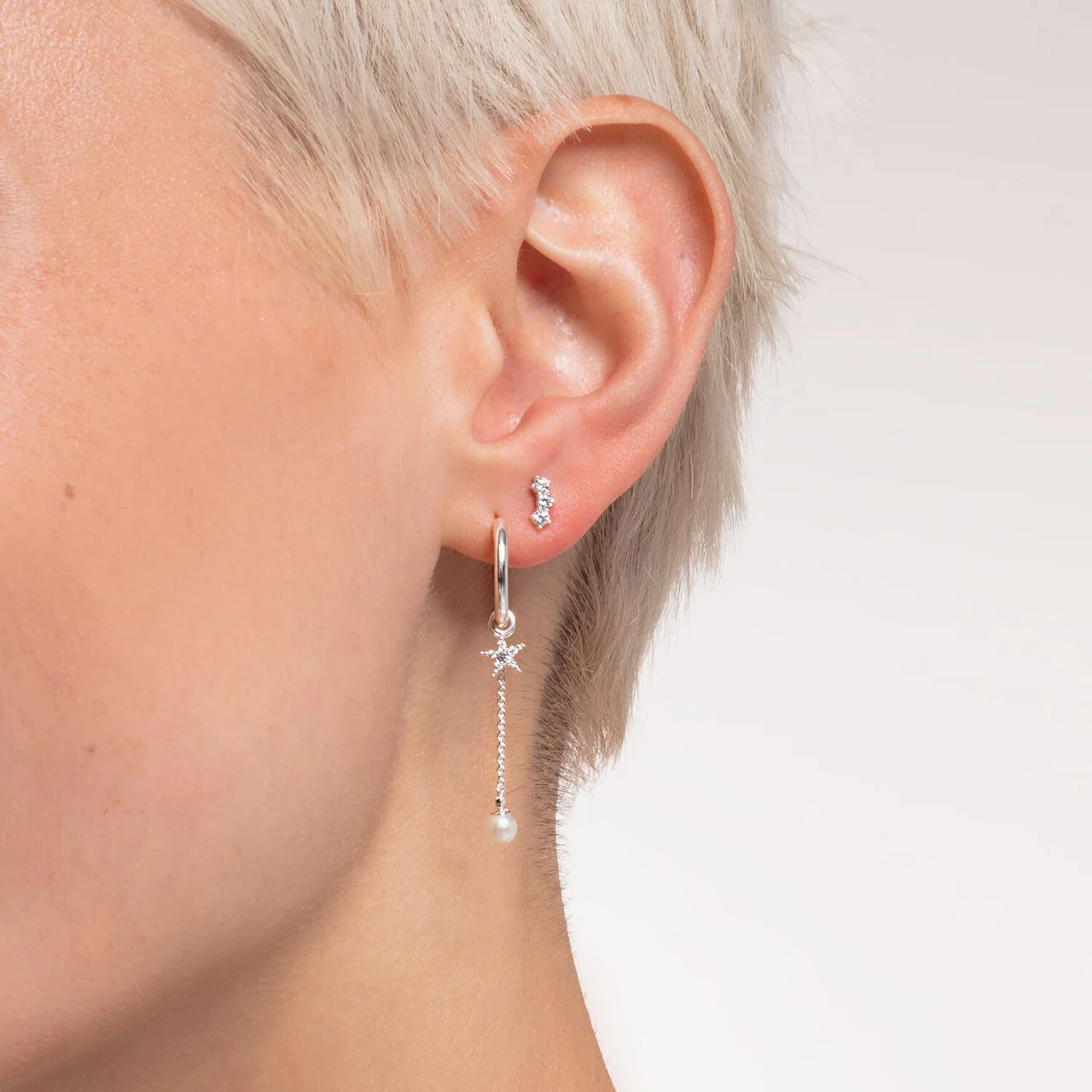 Charm Club Single 3 Stone Cubic Zirconia Stud Earring - H2132-051-14 - Image 4