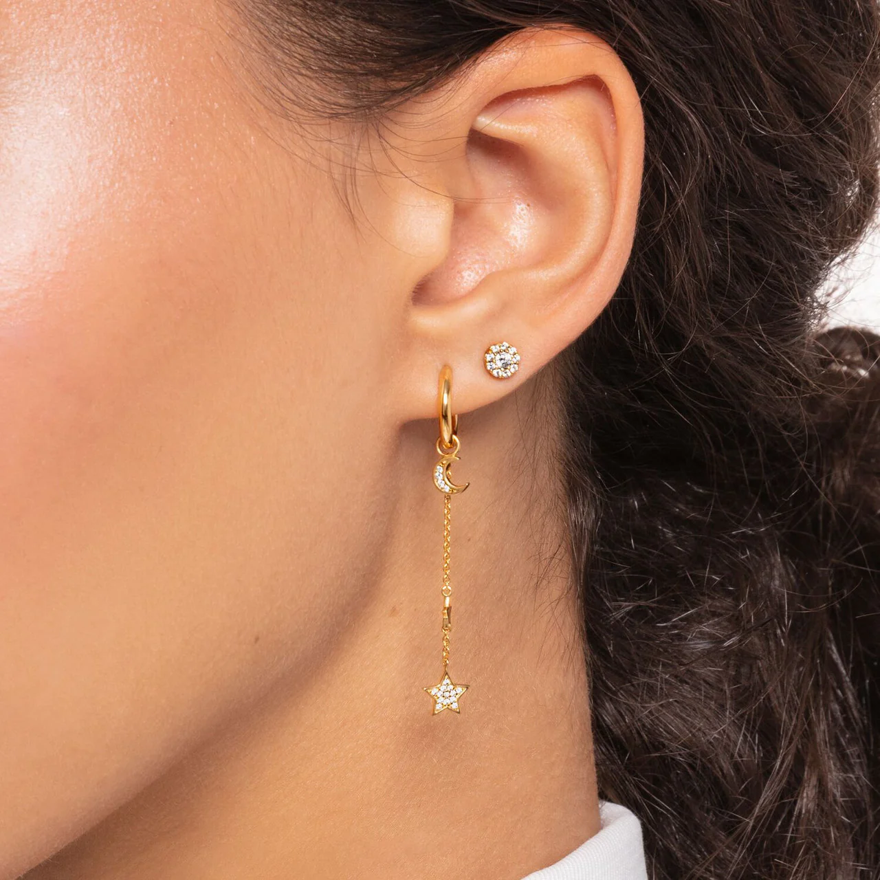 Charm Club Yellow Gold Plated Hoop Single Earring 12mm - CR660-413-39 - Image 3