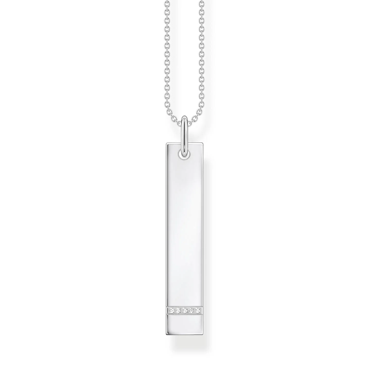 Thomas Sabo Engrav Slim Tag Cubic Zirconia On 40-45cm Chain