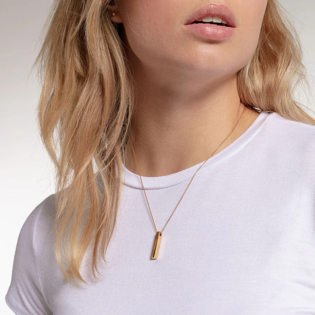 Engravable Bar Yellow Gold Plated Necklace 40/42.5/45cm - KE1907-413-39-L45v - Image 2