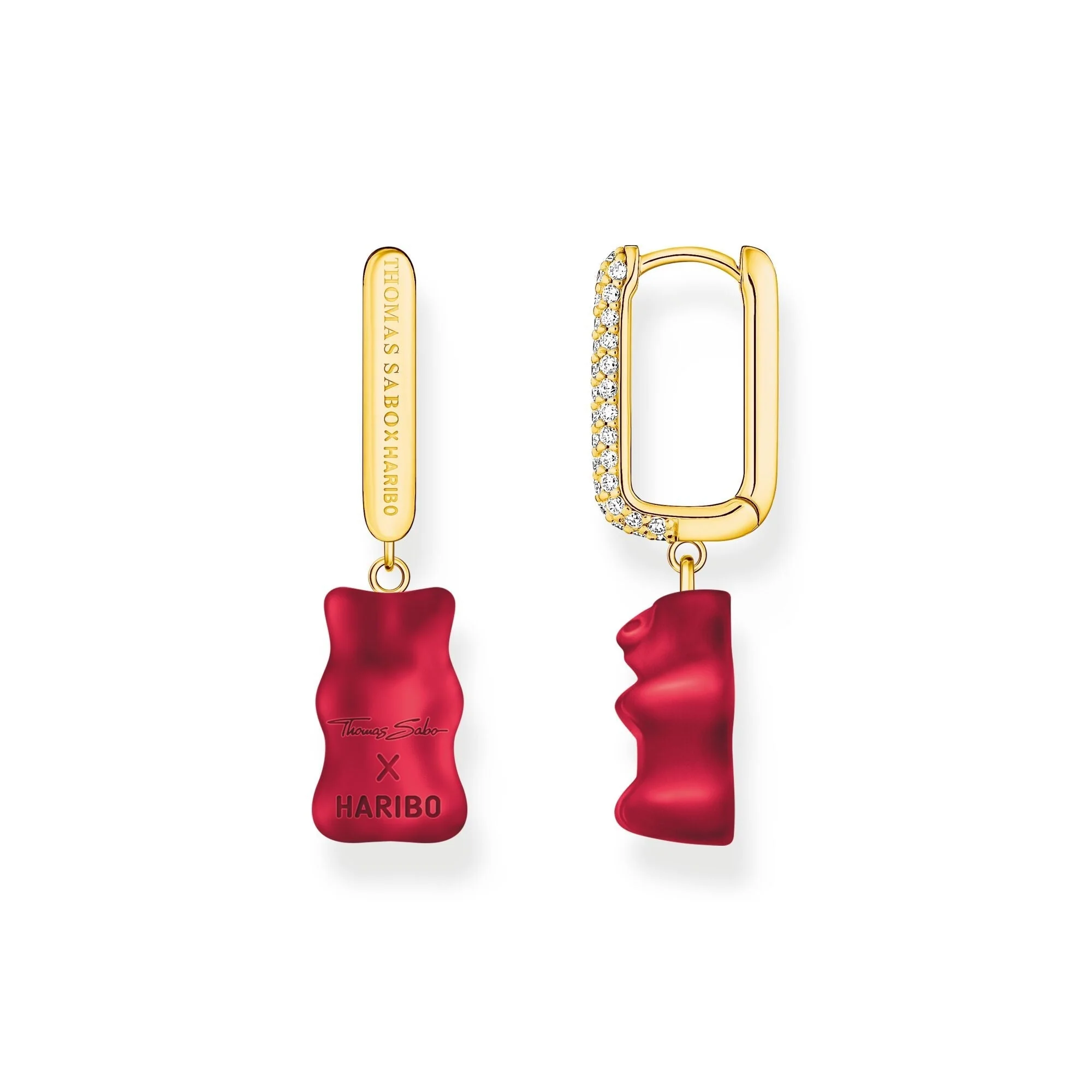 THOMAS SABO Single hoop earring medium sized with red goldbears - Image 3