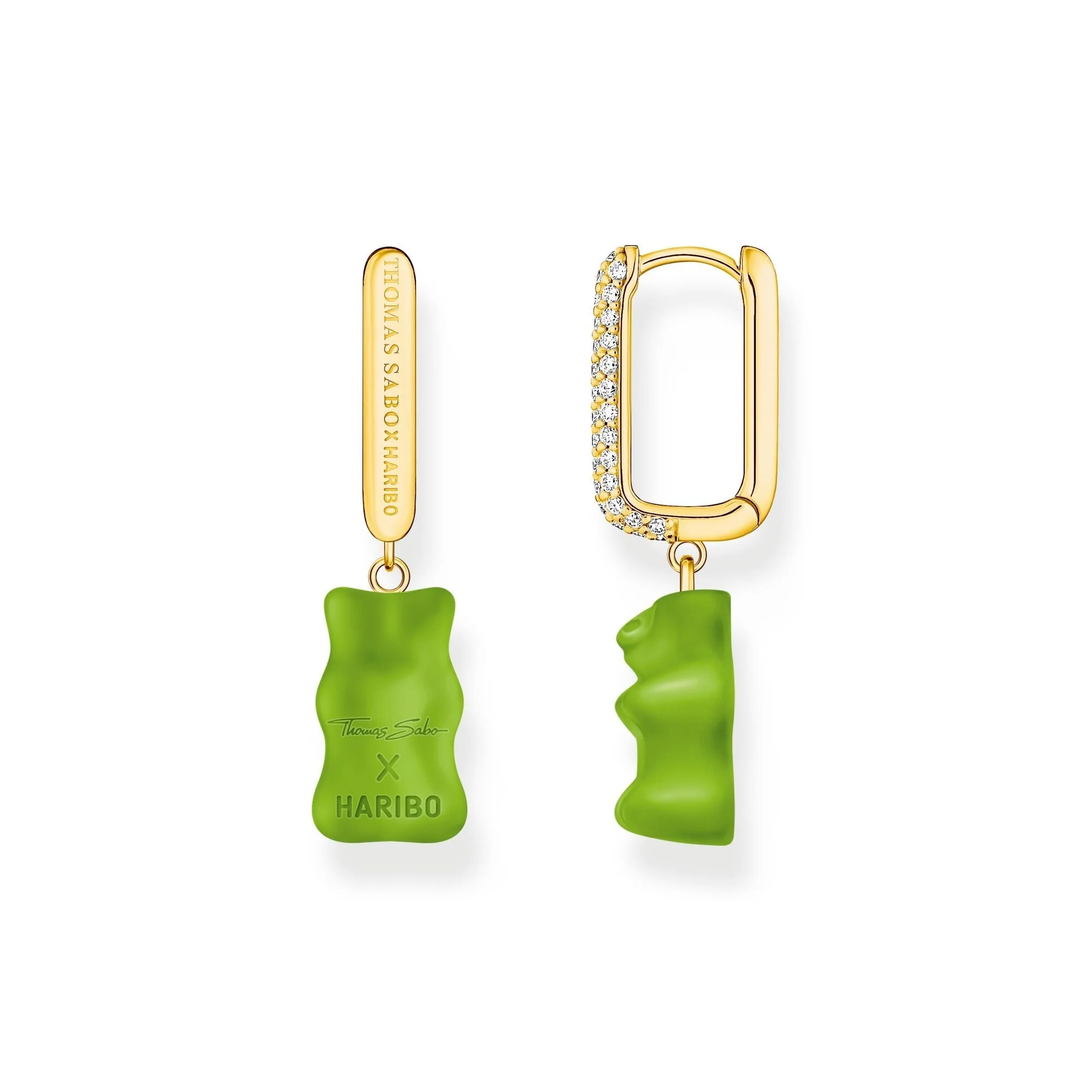 THOMAS SABO Single hoop earring medium sized with green goldbears - Image 3