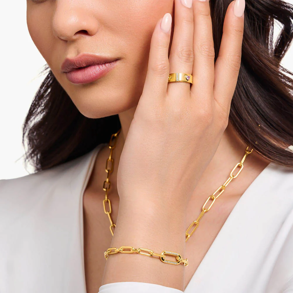 Thomas Sabo Gold Plated Sterling Silver Cosmic Amulet Symbol CZ Band - Image 5