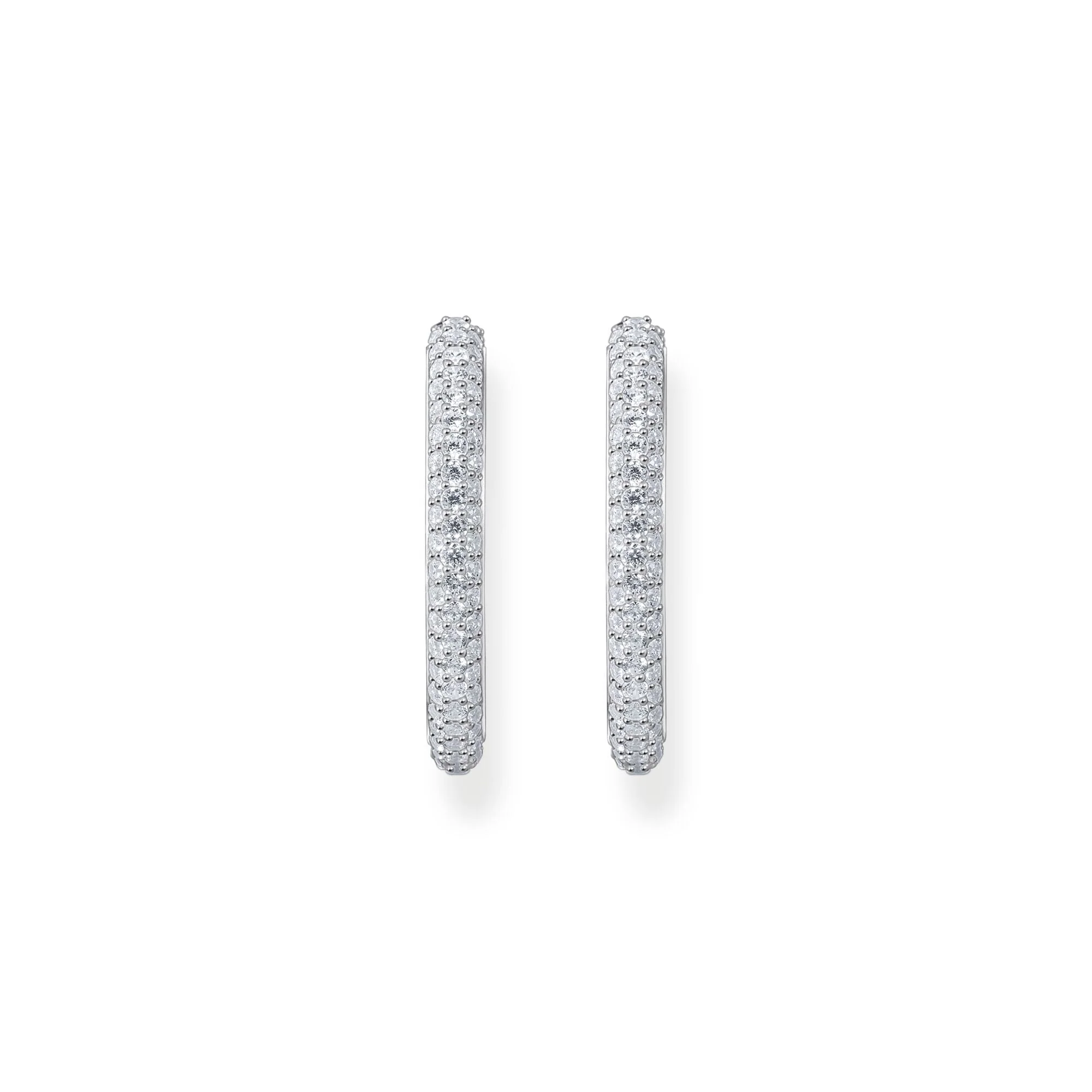 THOMAS SABO Large thin hoop earrings with white zirconia - Image 2