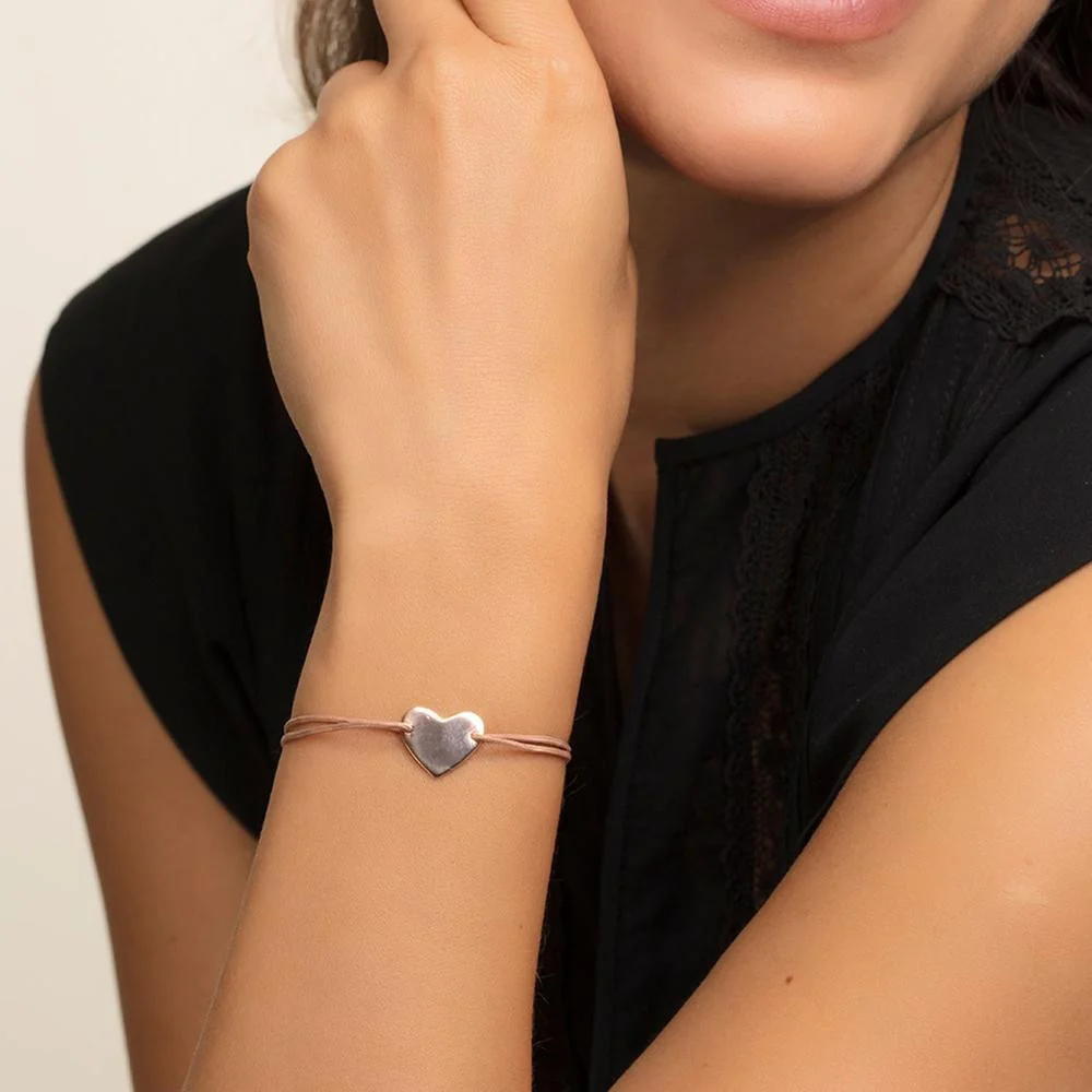 Little Secrets Beige Engravable Rose Gold Plated Heart Bracelet - LS005-597-19-L20v - Image 2