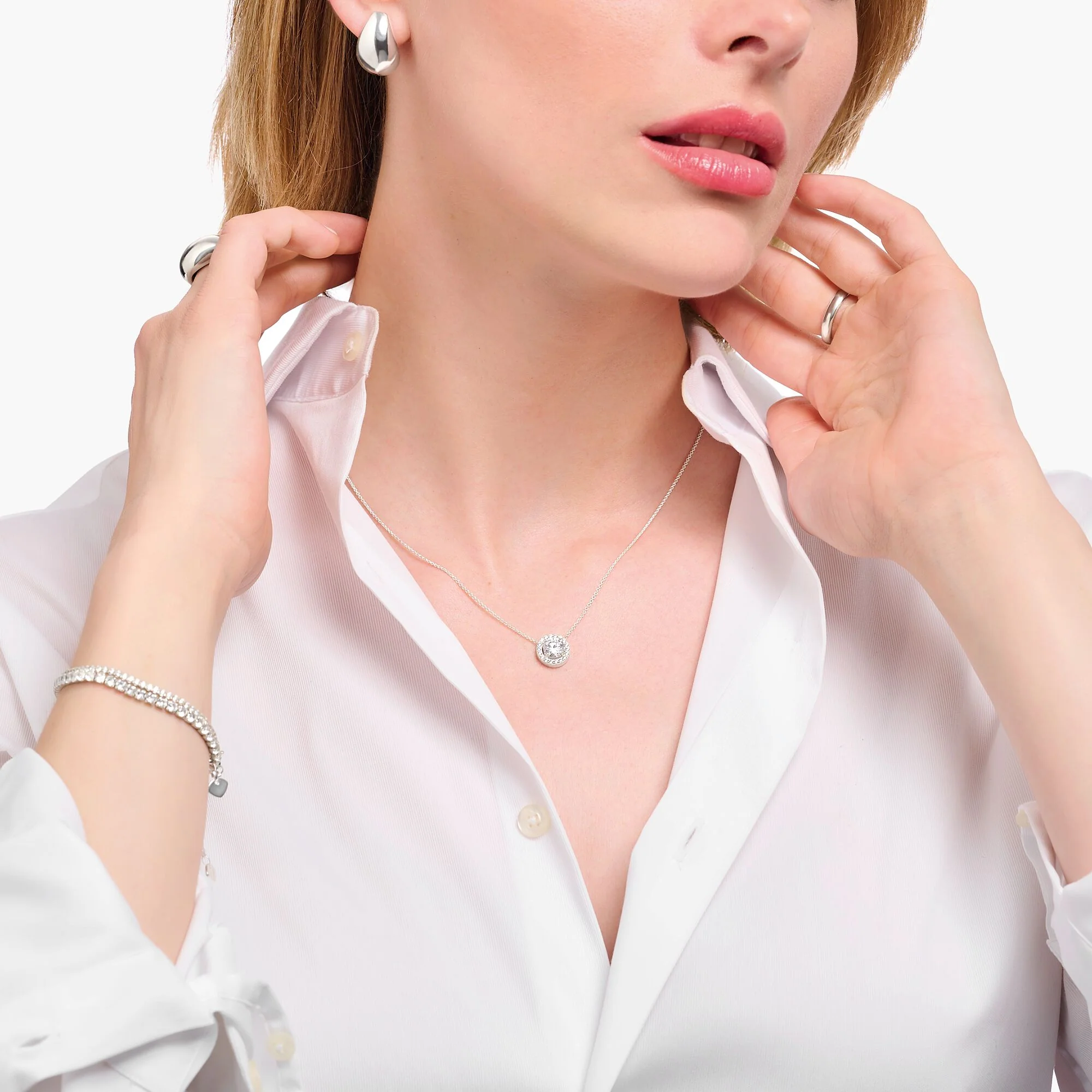 THOMAS SABO Necklace with halo pedant with white zirconia - Image 2