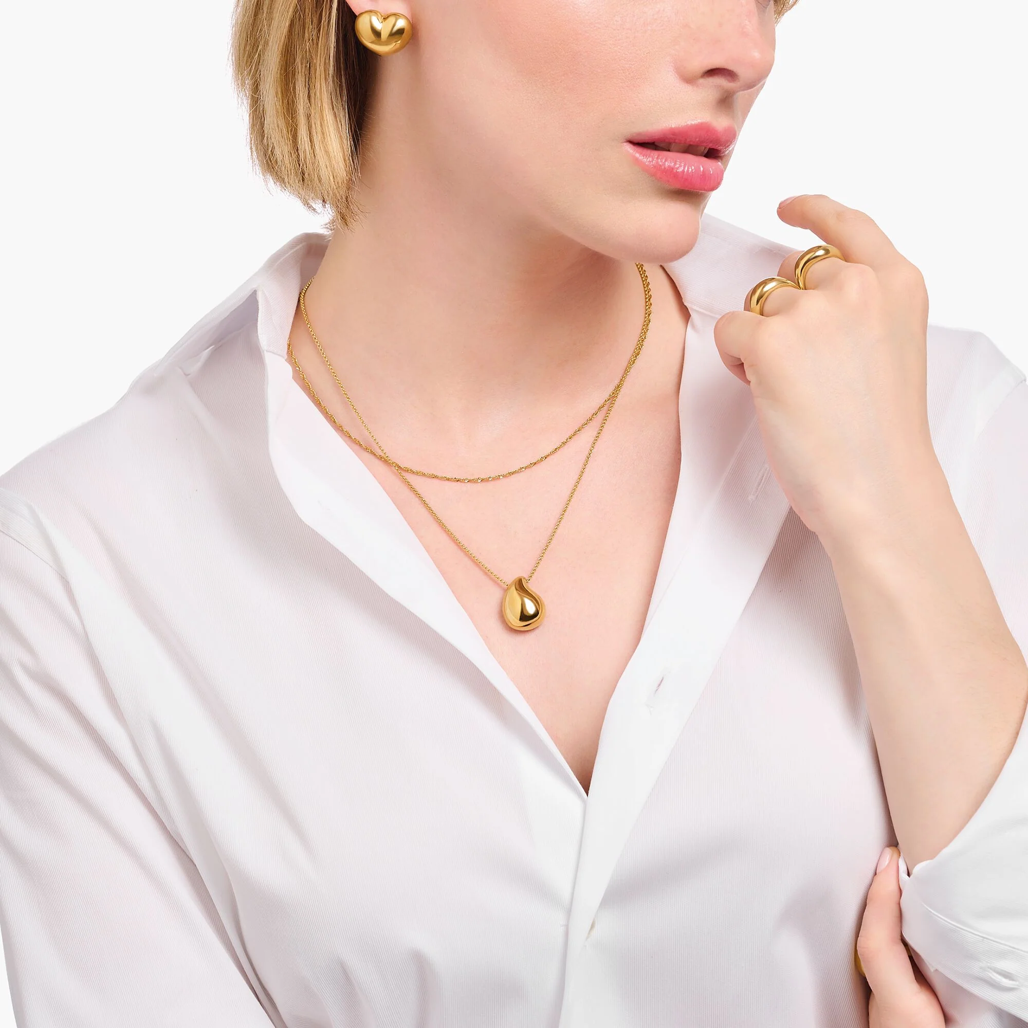THOMAS SABO Necklace with pendant in drop-shape gold - Image 3
