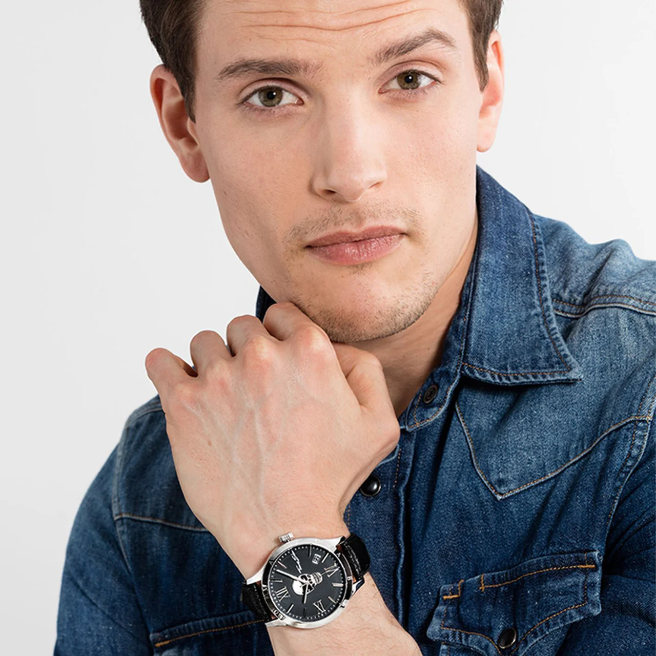 Rebel Leather Black Skull Dial Watch - Image 4