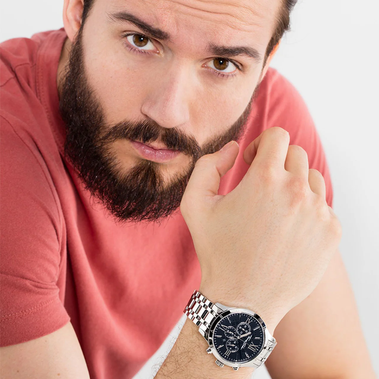Rebel Steel Chronograph Black Dial Watch - Image 4