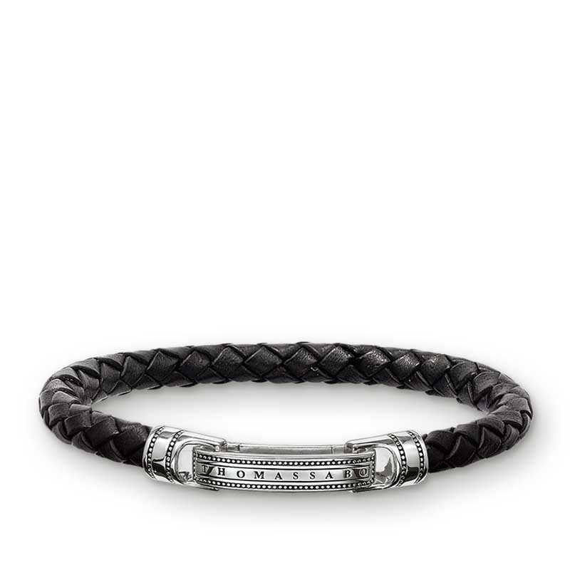 Signature Long Clasp Leather Mens Bracelet