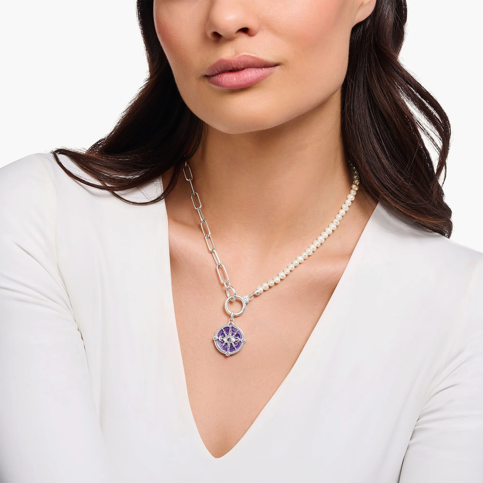 THOMAS SABO Silver Necklace with Freshwater Cultured Pearls and Zirconia - Image 3