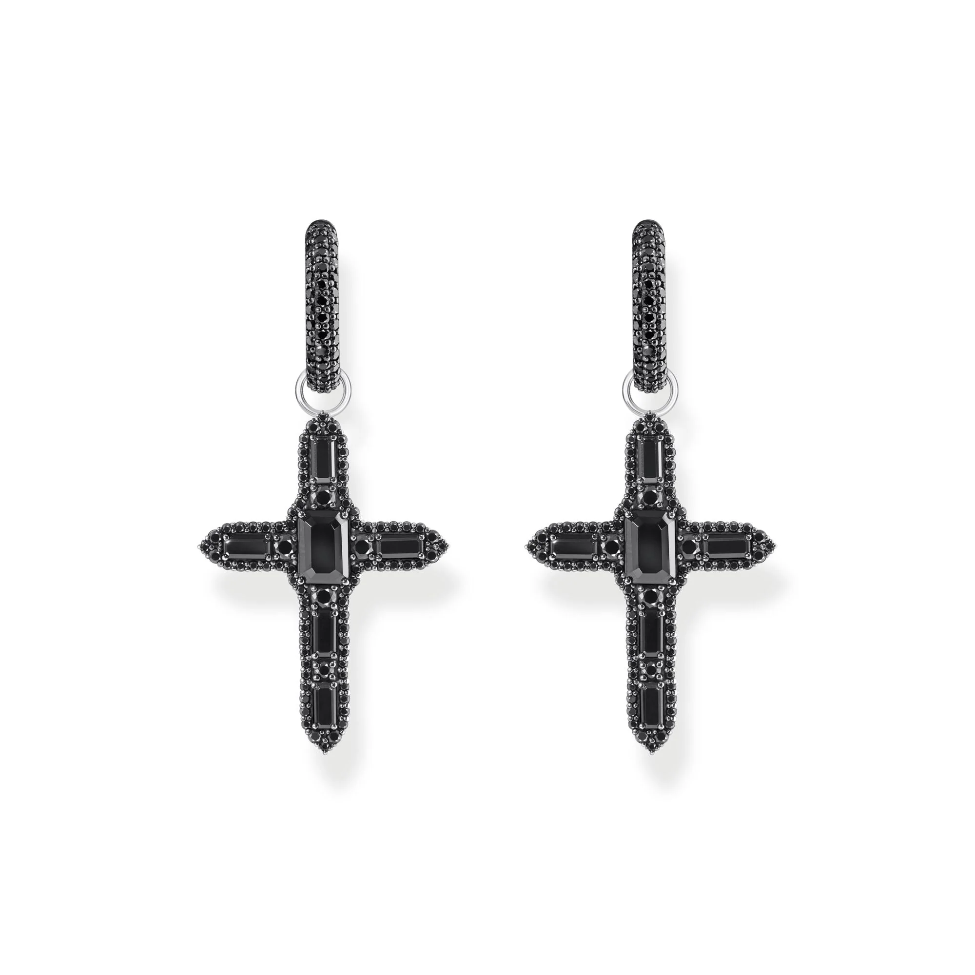 THOMAS SABO Single Cross hoop earring with black zirconia - Image 3