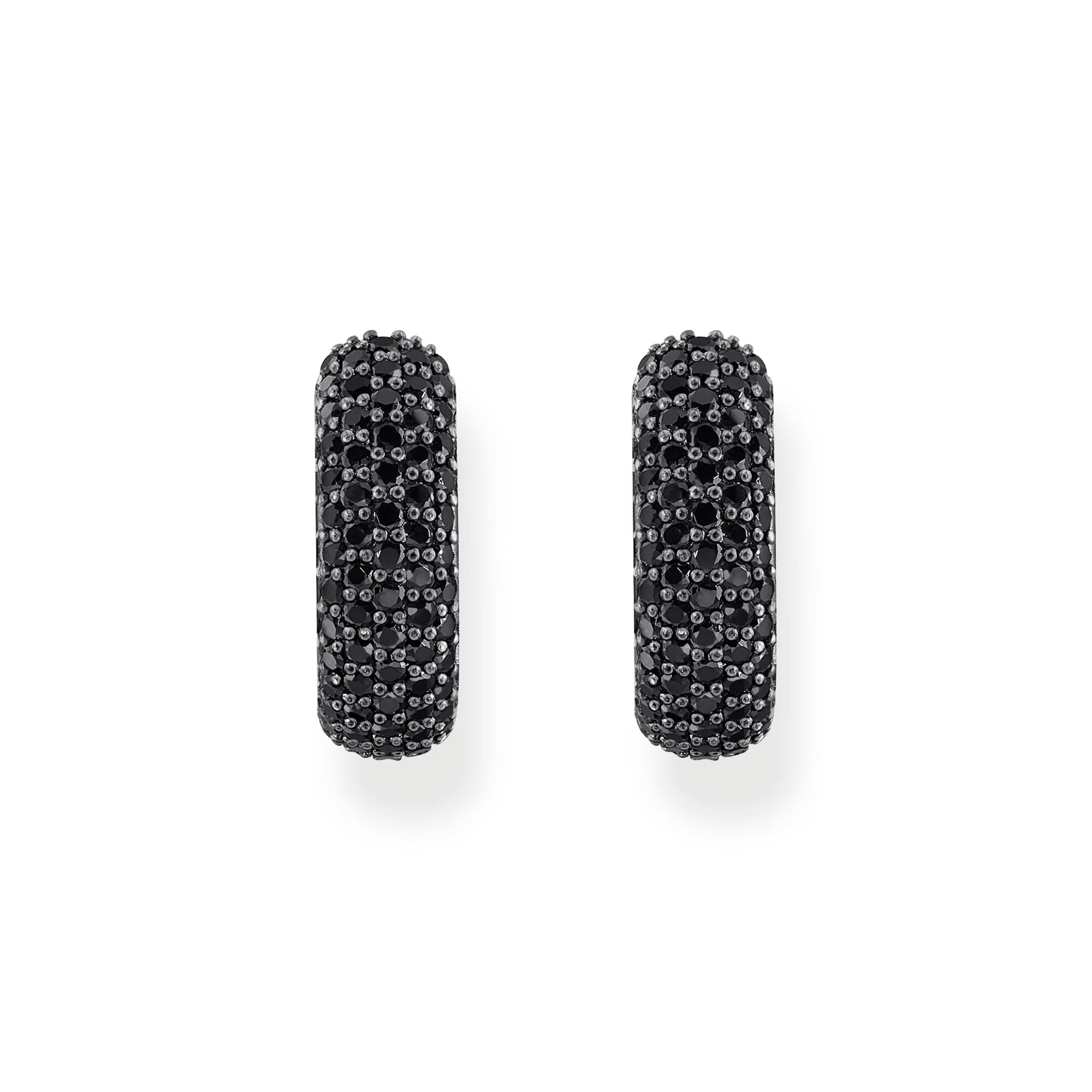 THOMAS SABO Small, wide hoop earrings with black zirconia - Image 2