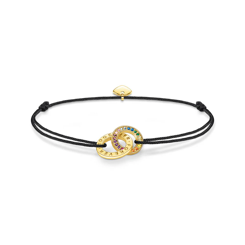 Thomas Sabo Sterling Silver Gold Plated Togather Txtl Rainbow Adjustable Bracelet