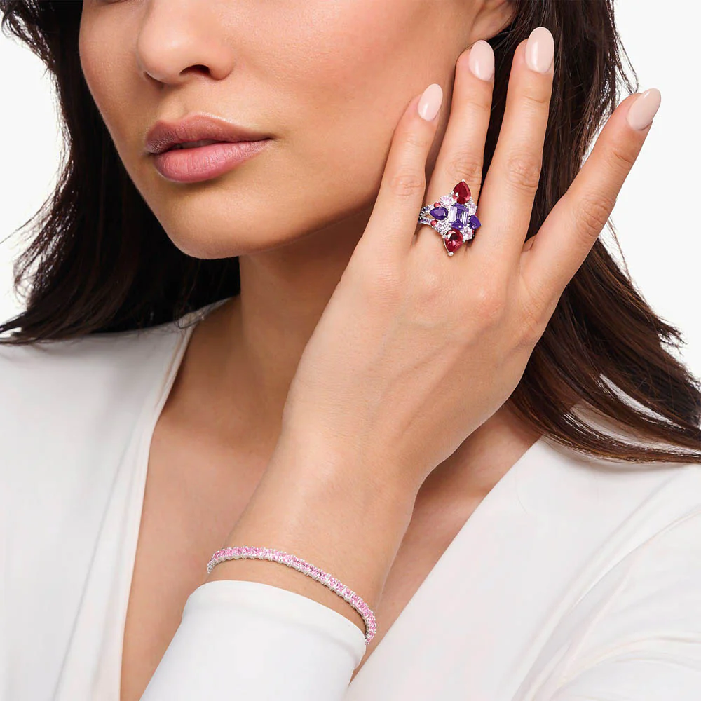 Thomas Sabo Sterling Silver Heritage Synthetic Amethyst Cocktail Ring - Image 3