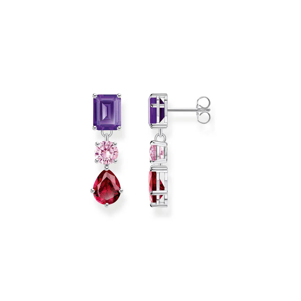 Thomas Sabo Sterling Silver Heritage Synthetic Amethyst CZ Drop Earrings