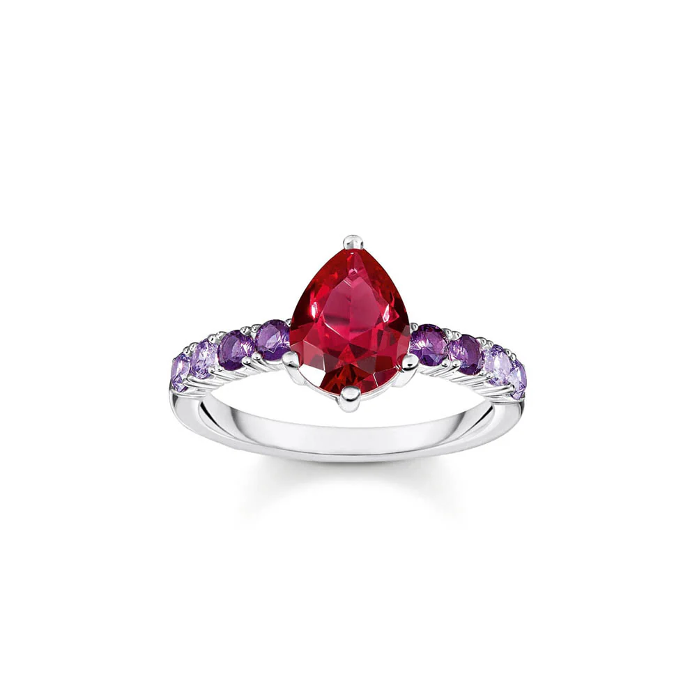 Thomas Sabo Sterling Silver Heritage Synthetic Amethyst CZ Pear Ring