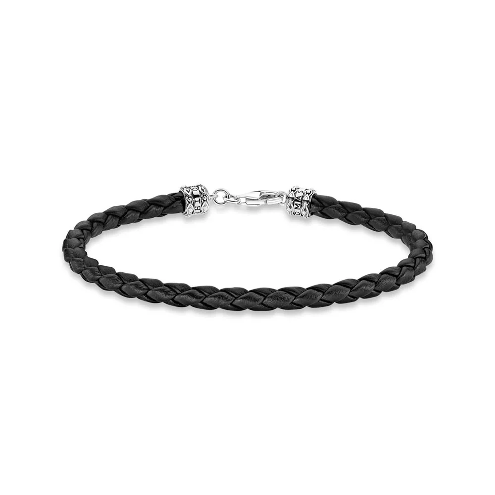 Thomas Sabo Sterling Silver Rebel Black Braided Leather Bracelet - Image 2